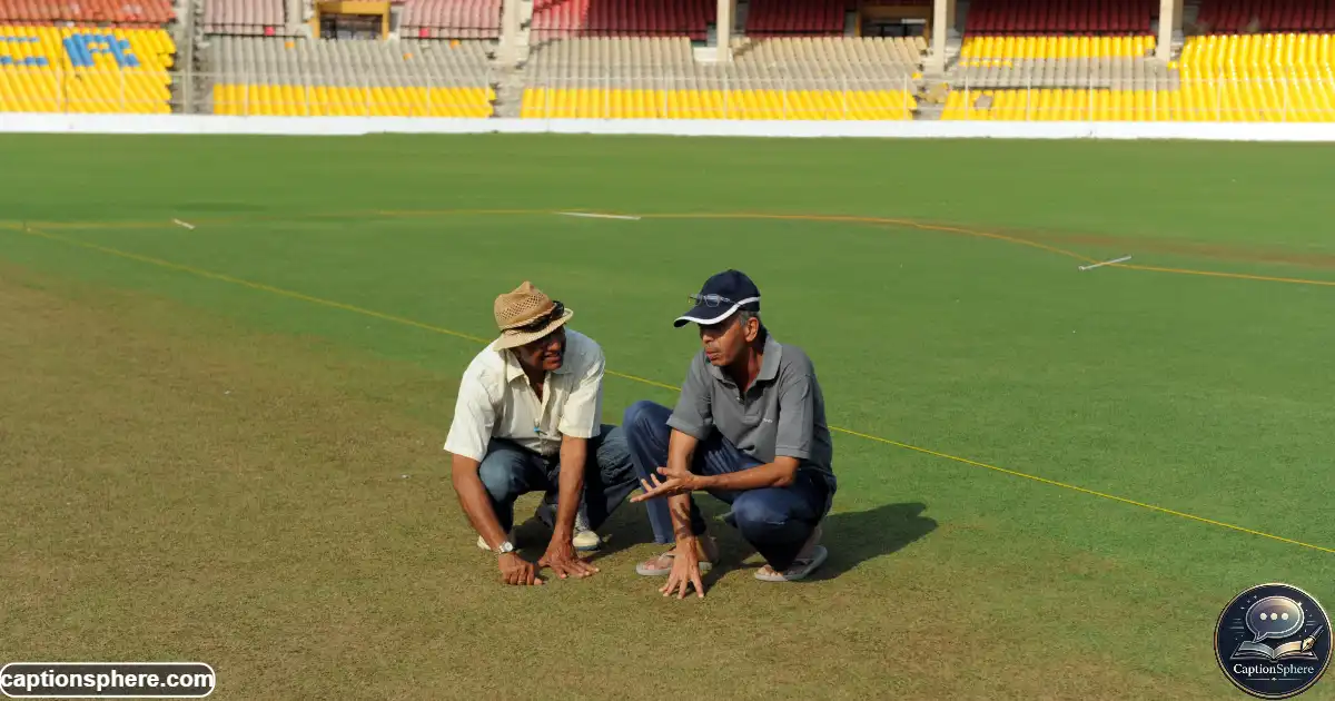 Dhiraj Parsana working as a cricket pitch curator