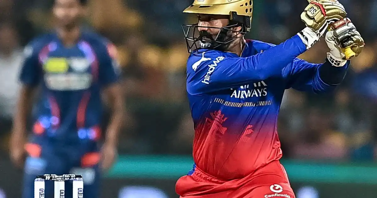 Dinesh Karthik keeping wickets for India during an international cricket match