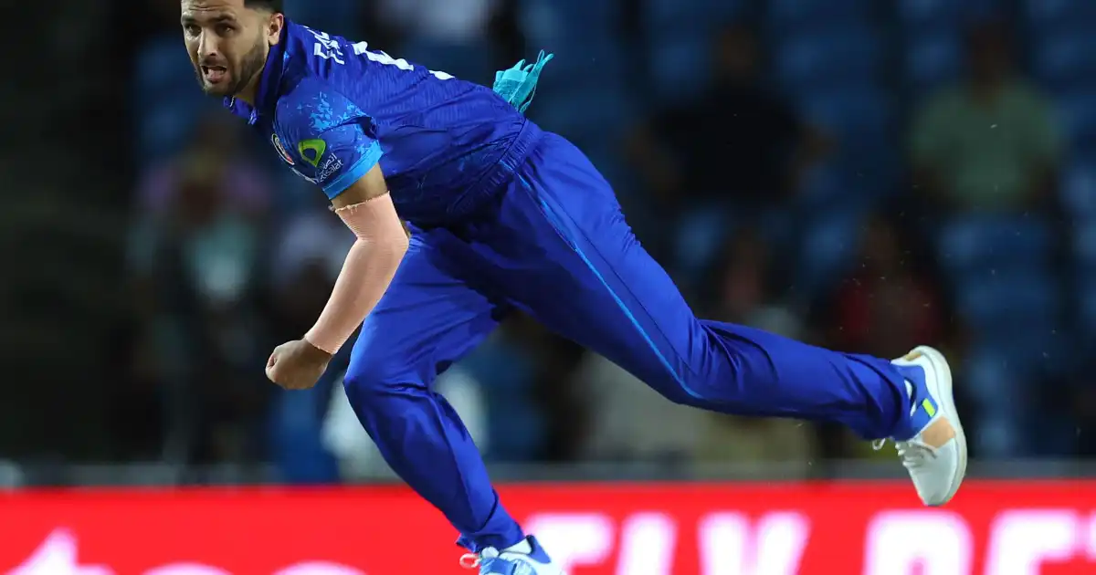 Fazalhaq Farooqi bowling for Afghanistan