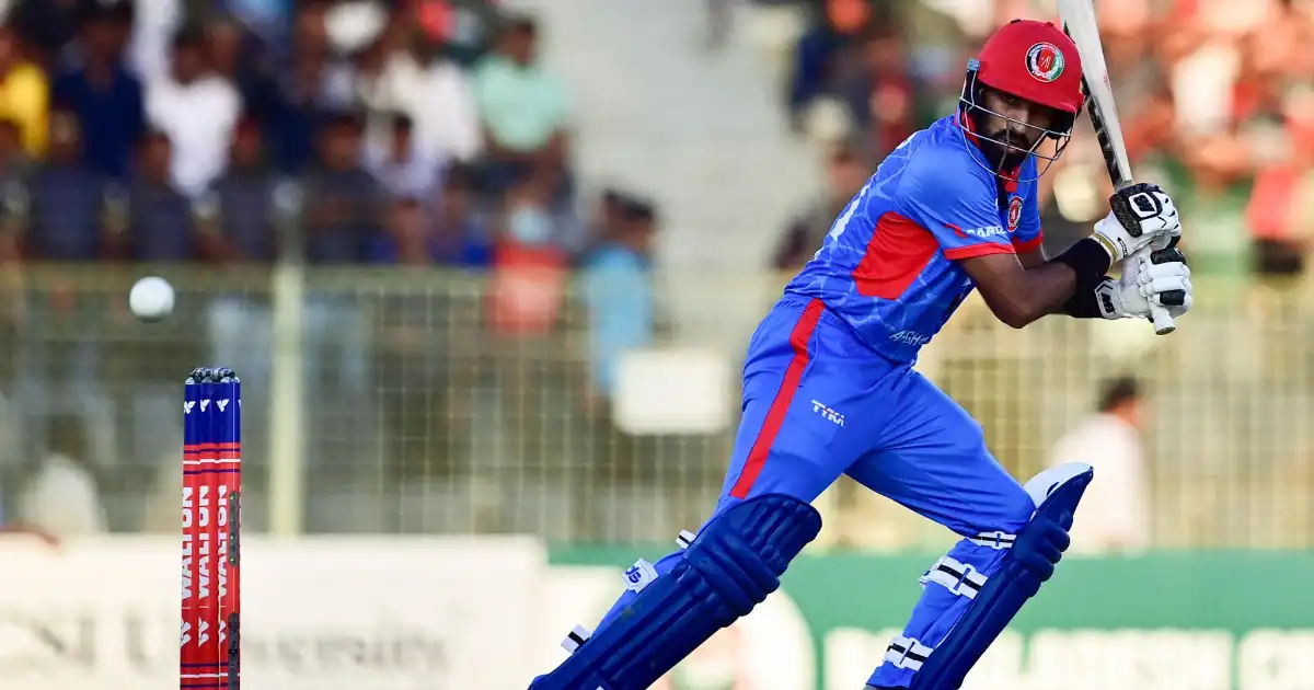Karim Janat bowling for Afghanistan cricket team