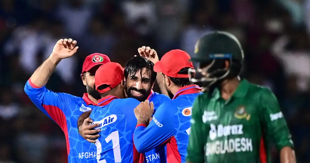 Karim Janat celebrating his hat-trick for Afghanistan
