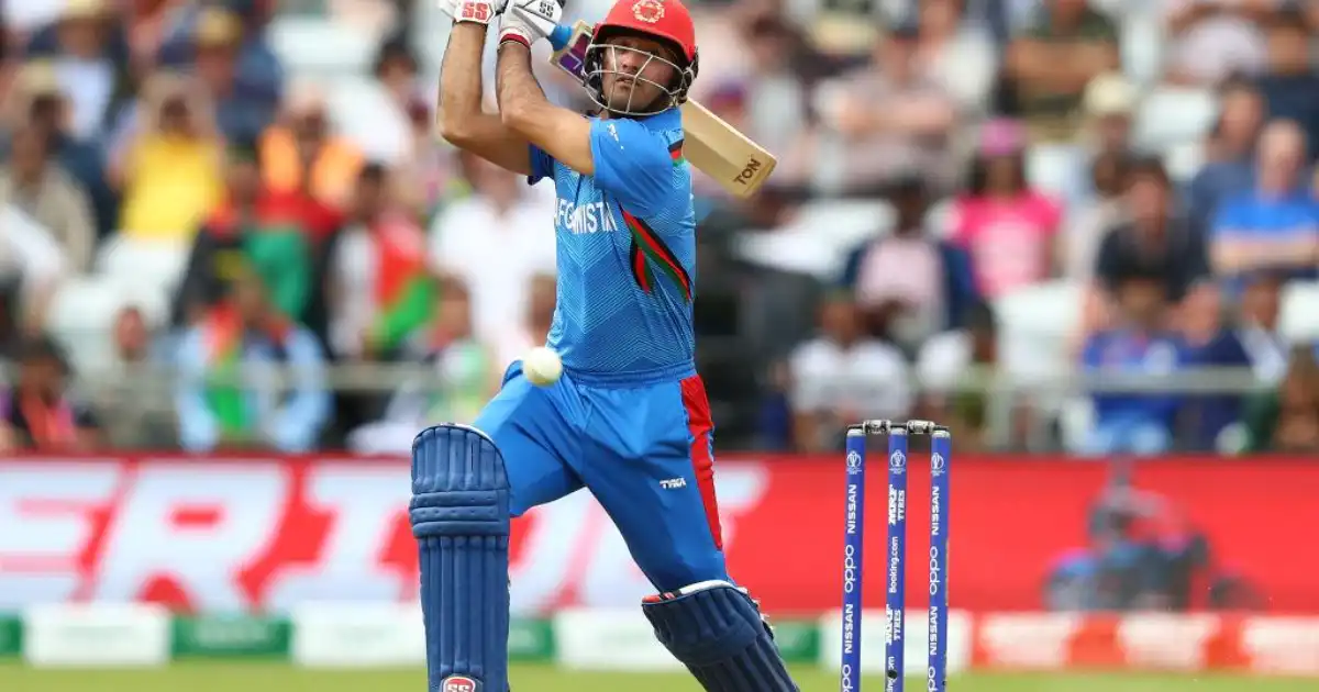 Najibullah Zadran batting for Afghanistan in international cricket