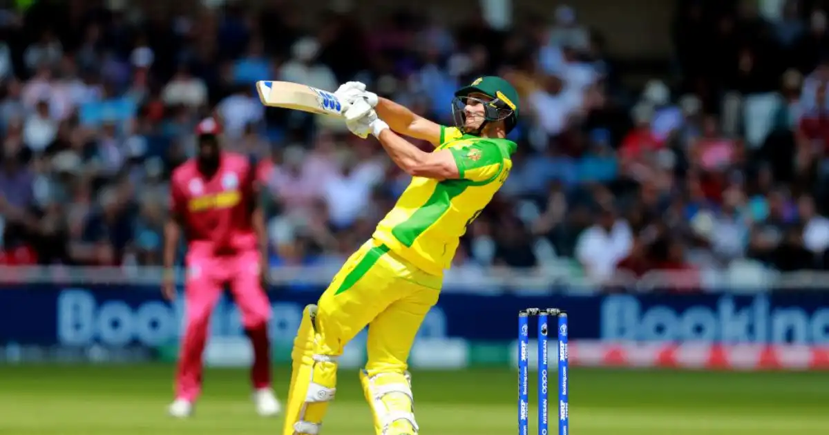 Nathan Coulter-Nile batting for Australia against West Indies at the 2019 Cricket World Cup